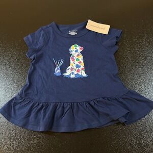 First Impressions Dog Graphic Ruffle Hem Top Cute Art Toddler size 4T NWT